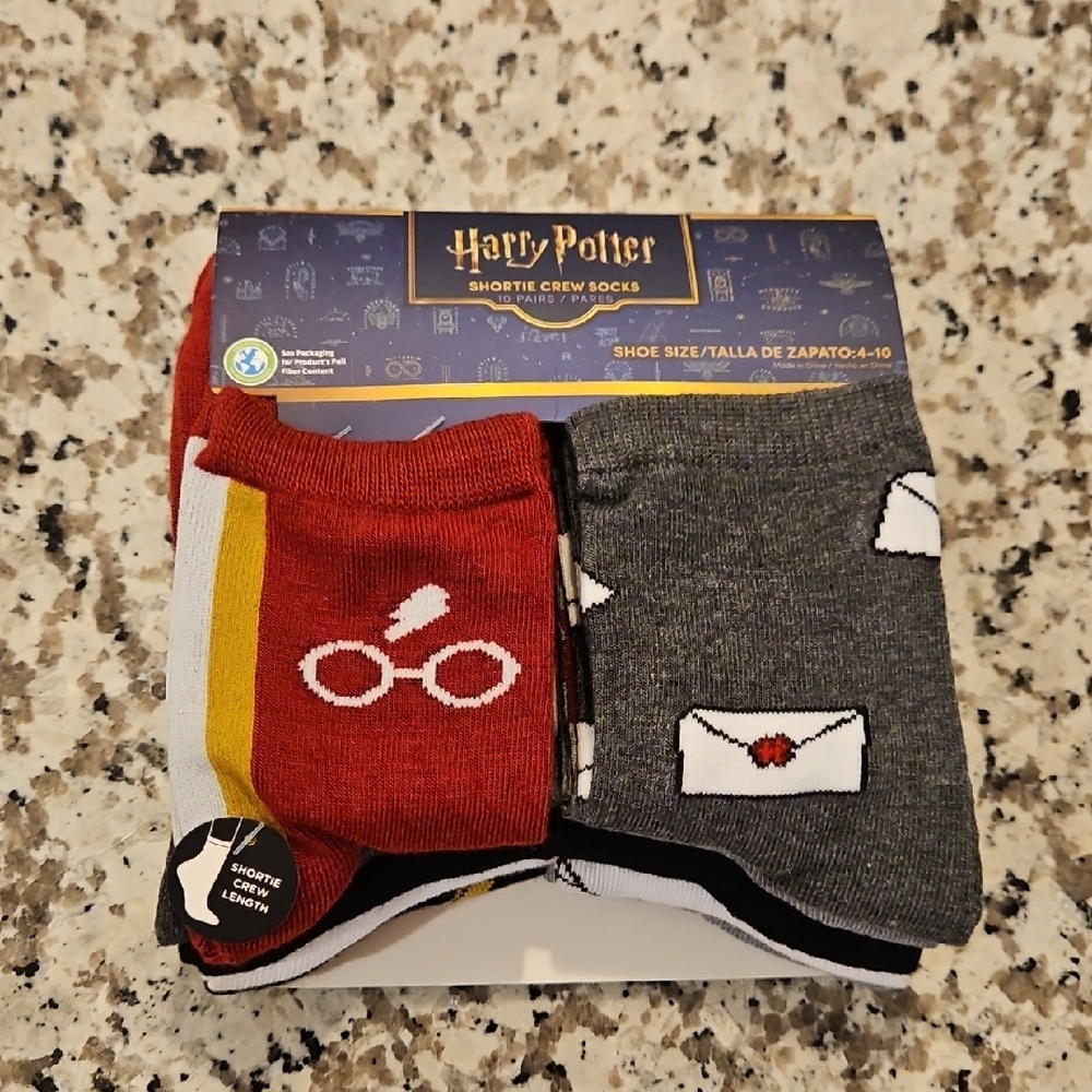 10 Pair Of Harry Potter Shorty Crew Socks